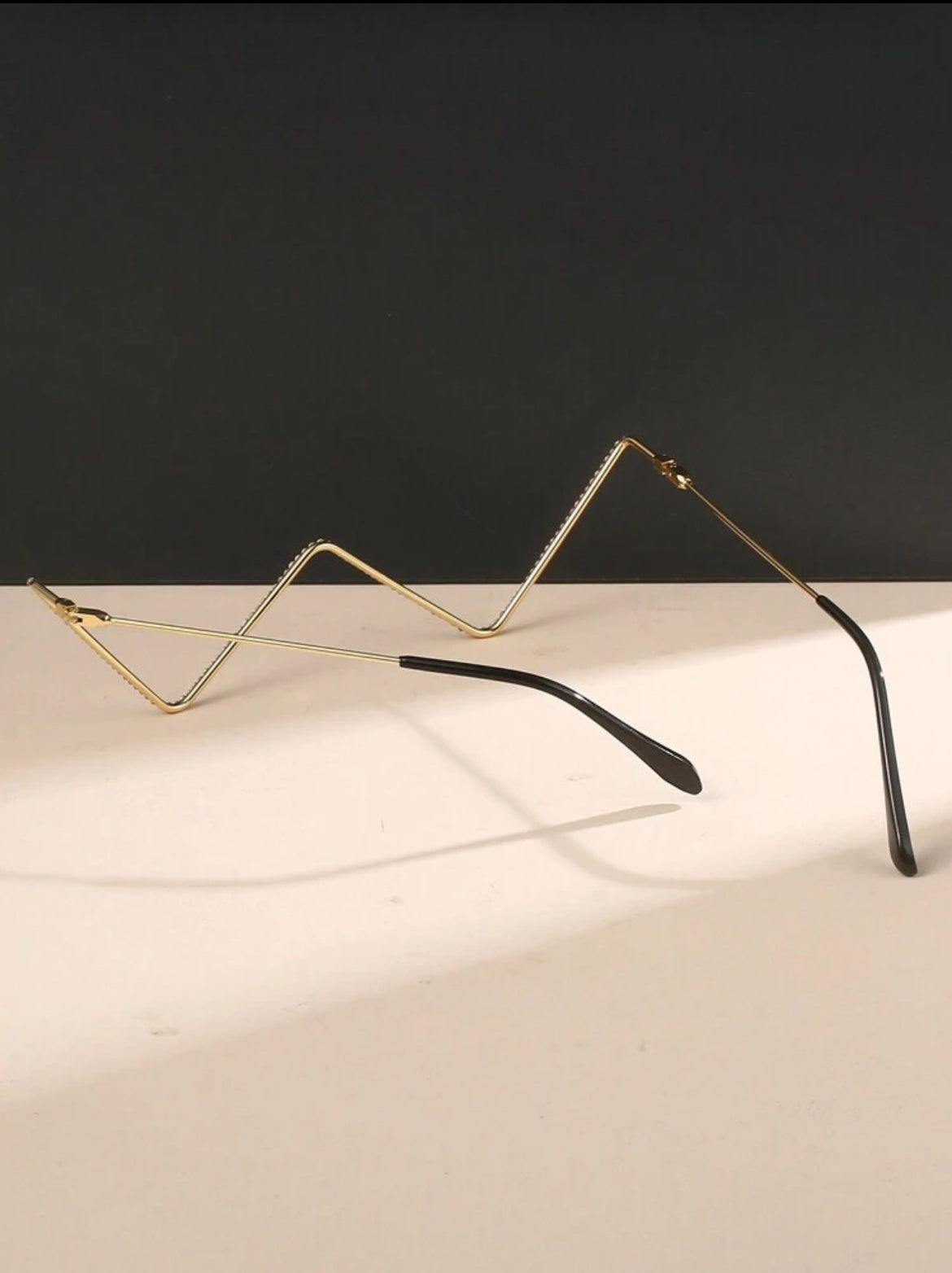 Metal Frame Decorative Hollow Shape, Rhinestone Inlay Shiny Eyeglasses Without Lens