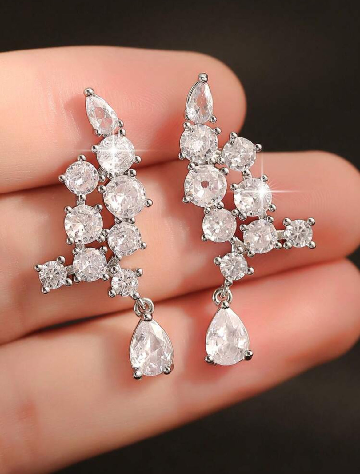 Angle Wing Shape Cubic Zirconia Dangle Earrings For Women