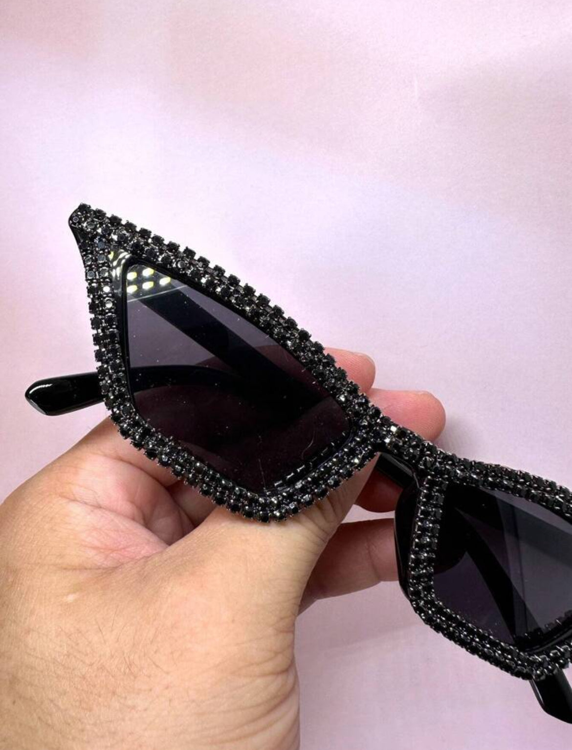Black Crystal Embellished Cat Eye Glasses