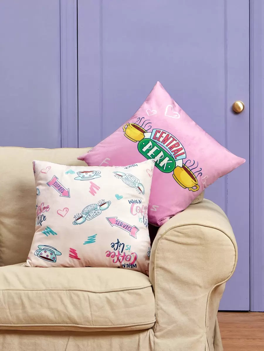 FRIENDS Double-Sided Coffee & Letter Graphic Cushion Cover Without Filler, Gifts
