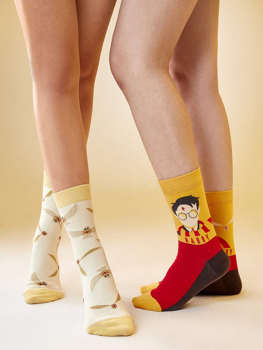 Warner Bros 100 Years X Harry Potter Letter & Figure Graphic Socks