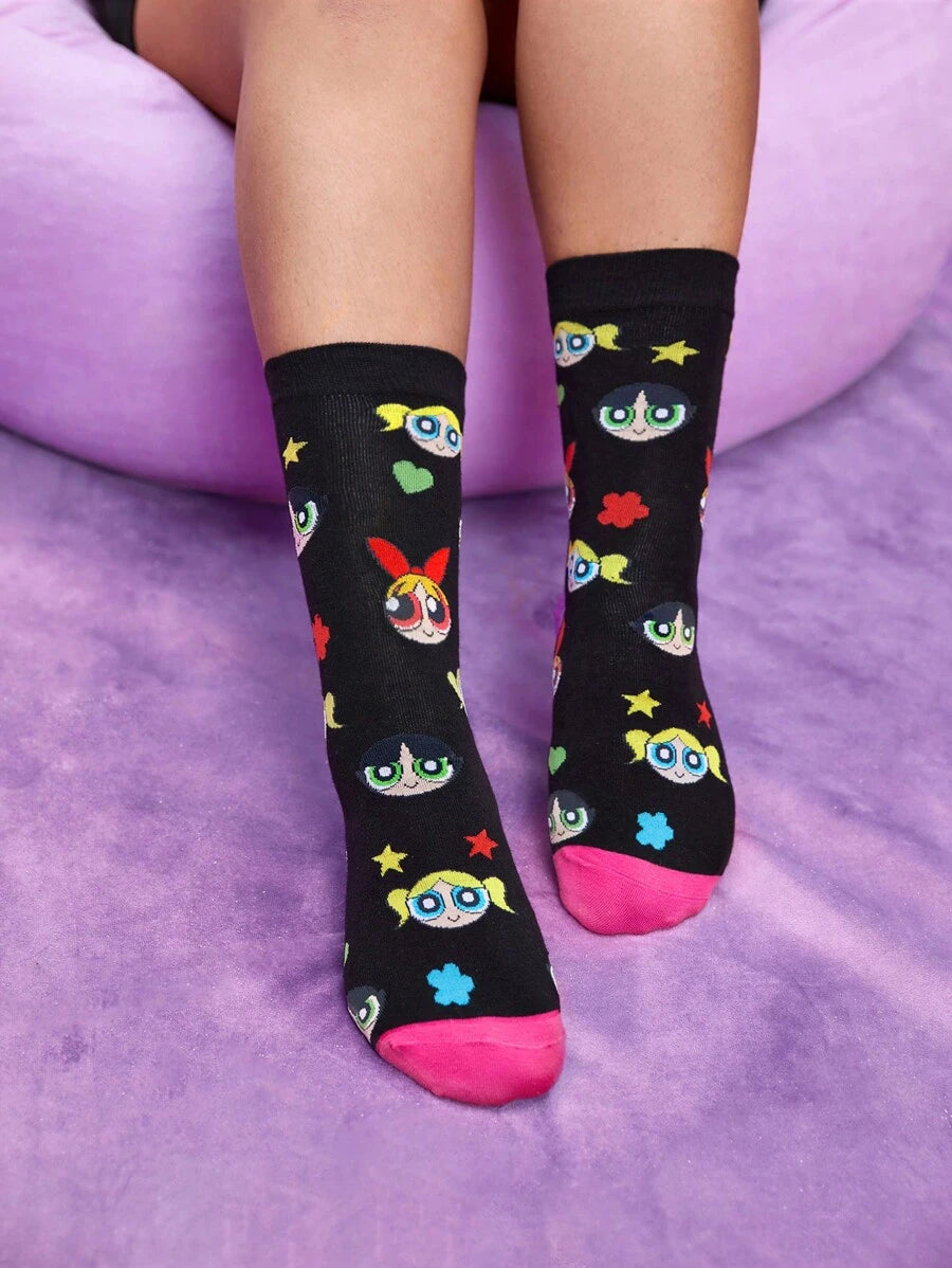 THE POWERPUFF GIRLS Cartoon Graphic Casual Socks For Daily Life