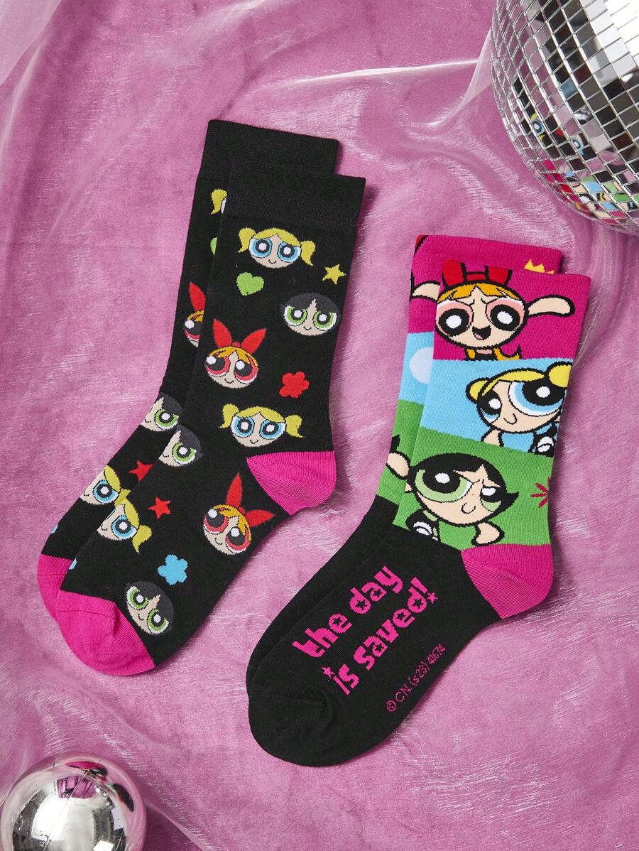 THE POWERPUFF GIRLS Cartoon Graphic Casual Socks For Daily Life