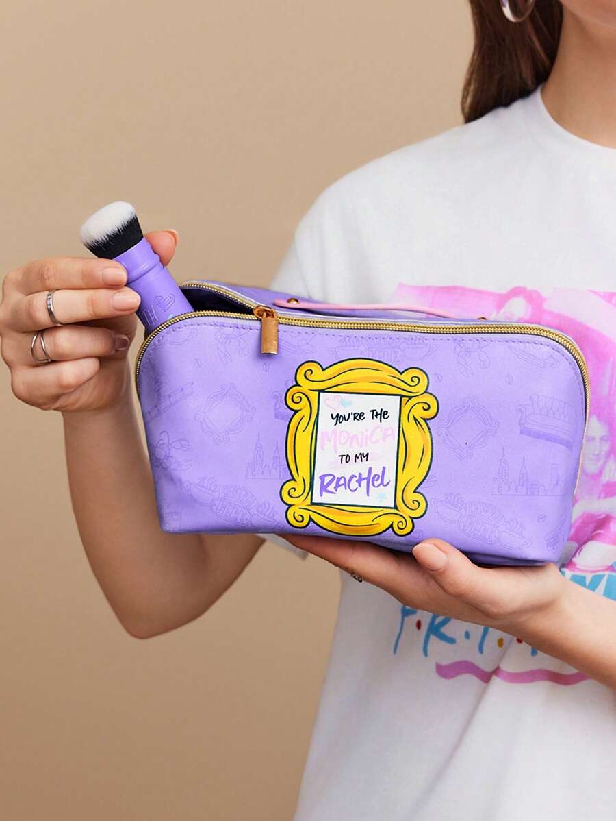 FRIENDS Cartoon & Letter Print Zipper Makeup Bag, Gifts
