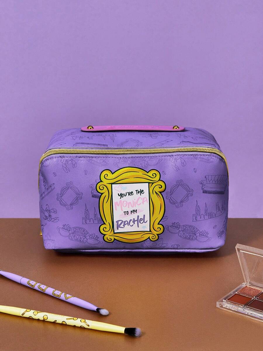 FRIENDS Cartoon & Letter Print Zipper Makeup Bag, Gifts