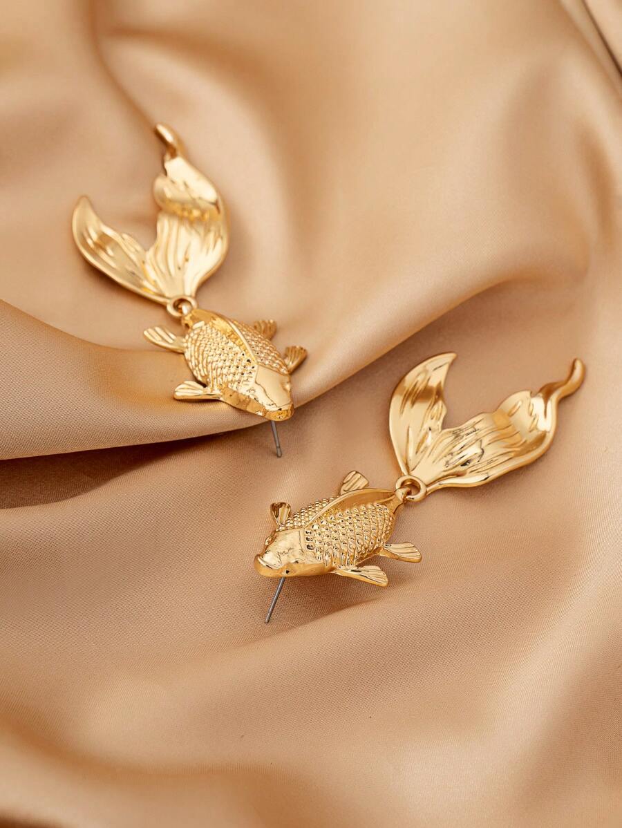Boho Style Large Elegant Goldfish Earrings
