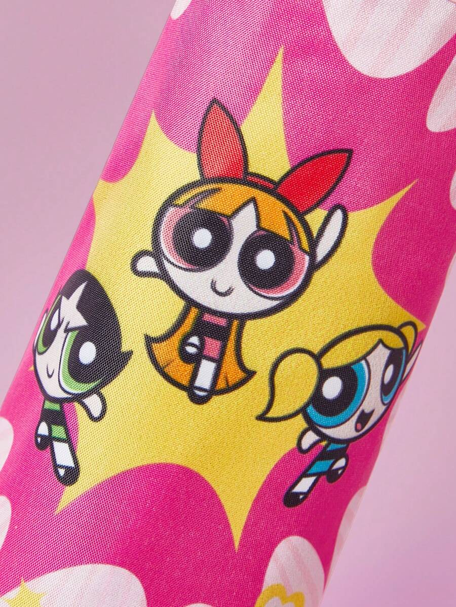 THE POWERPUFF GIRLS Cute Cartoon Blossom, Bubbles, Buttercup Pattern Automatic Opening And Closing Three-Fold Umbrella for regular use