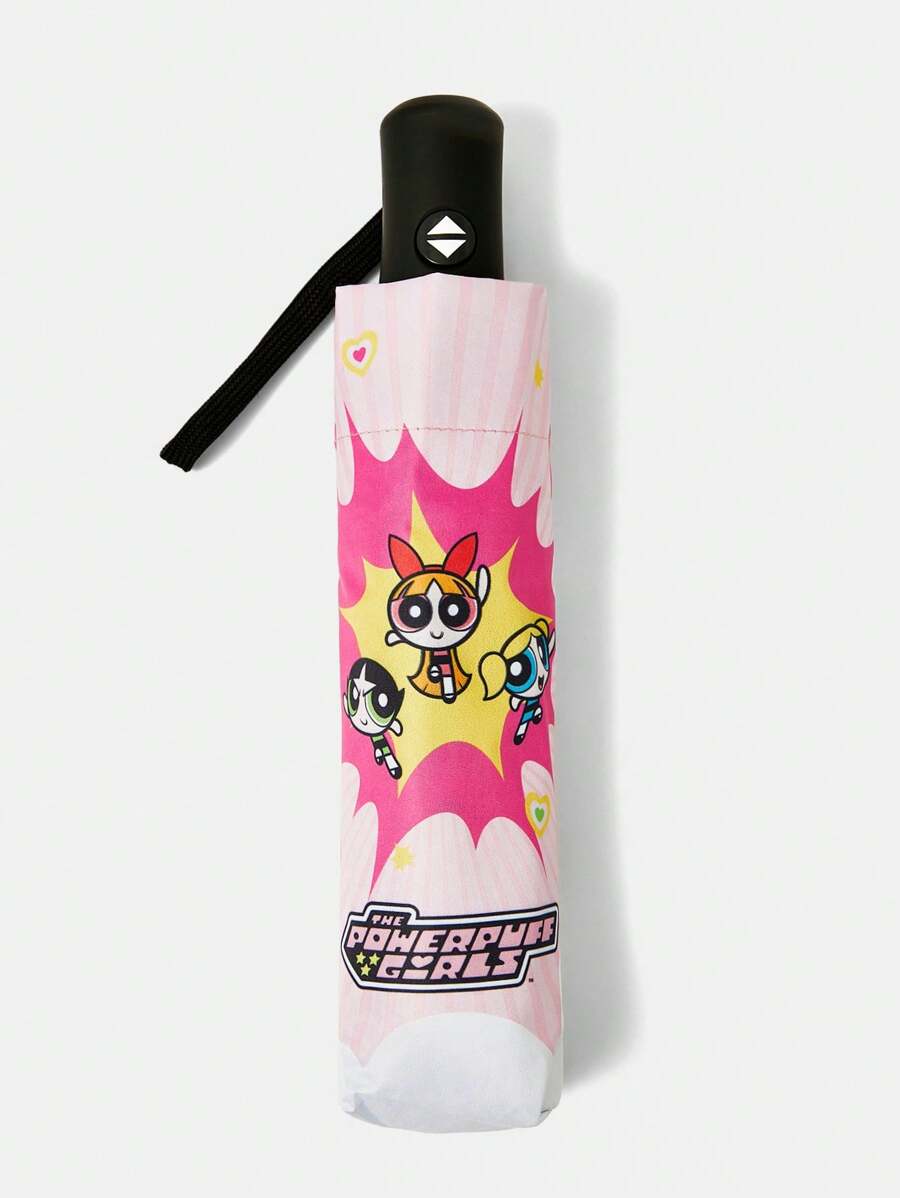 THE POWERPUFF GIRLS Cute Cartoon Blossom, Bubbles, Buttercup Pattern Automatic Opening And Closing Three-Fold Umbrella for regular use