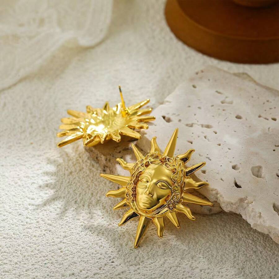 Women's Sun SS Earrings.. Fashionable, Oversized, European And American Popular Women's Earrings, Suitable For Travel, Vacation, Party, Jewelry Gifts