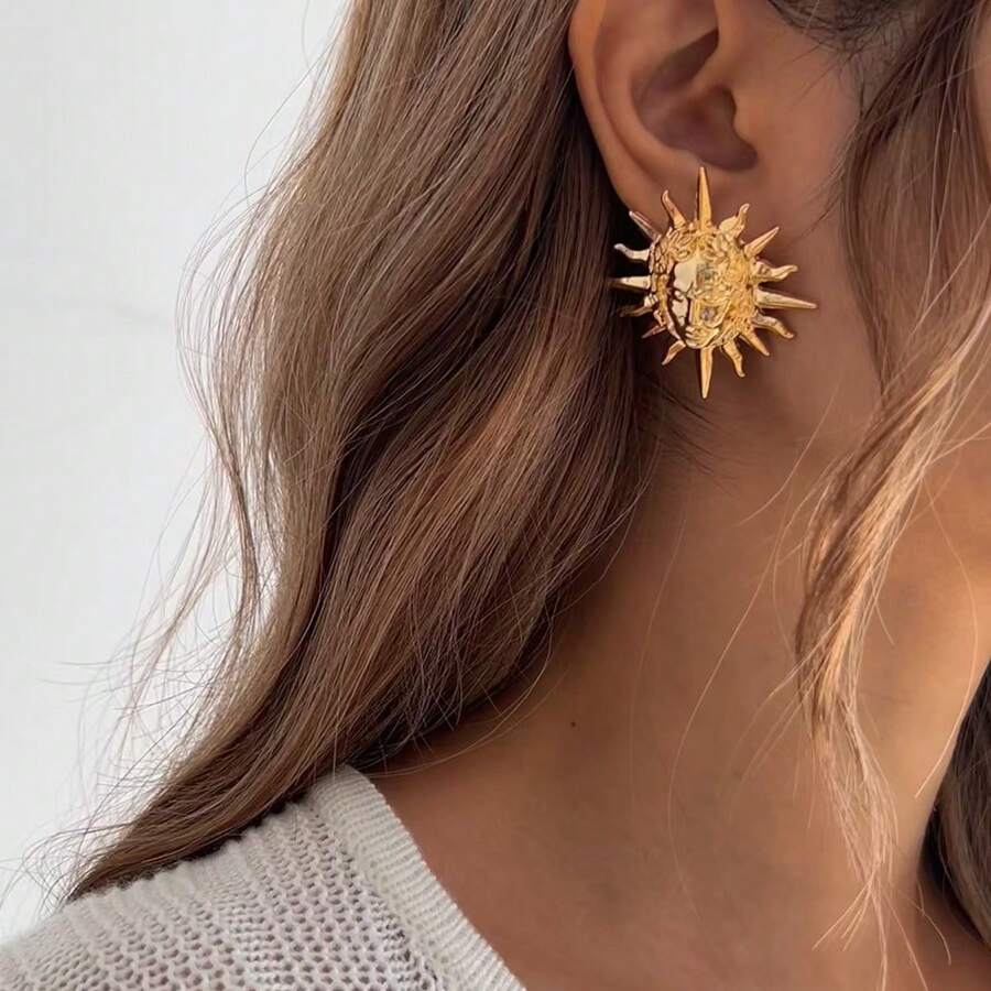 Women's Sun SS Earrings.. Fashionable, Oversized, European And American Popular Women's Earrings, Suitable For Travel, Vacation, Party, Jewelry Gifts
