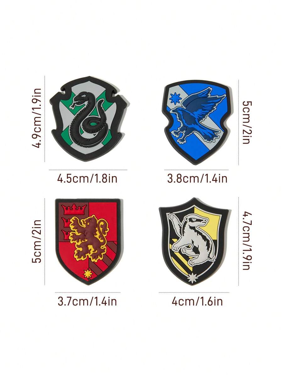 HARRY POTTER 4pcs Hogwarts House Pattern Refrigerator Magnets, Decoration For Kitchen, House, Office, Whiteboard, Great For Gifts