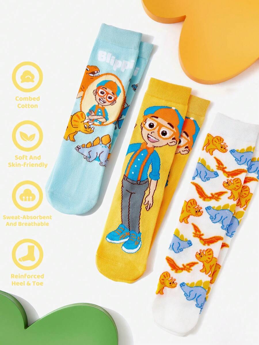 Blippi Kids Large 3 pair Socks Set. Best for Gift