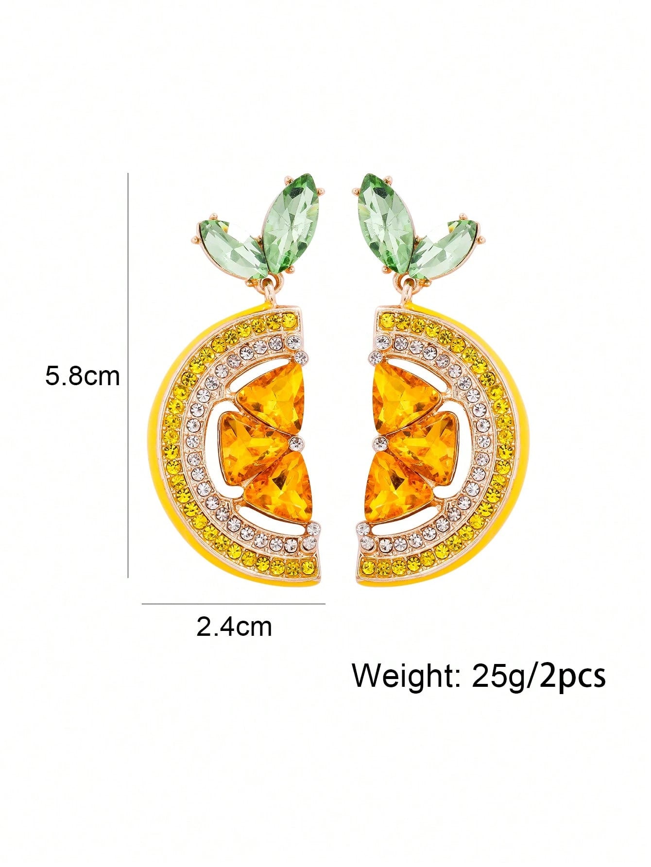 Rhinestone Lemon Pendant Earrings For Women, Cute Casual Daily Party Jewelry Gift