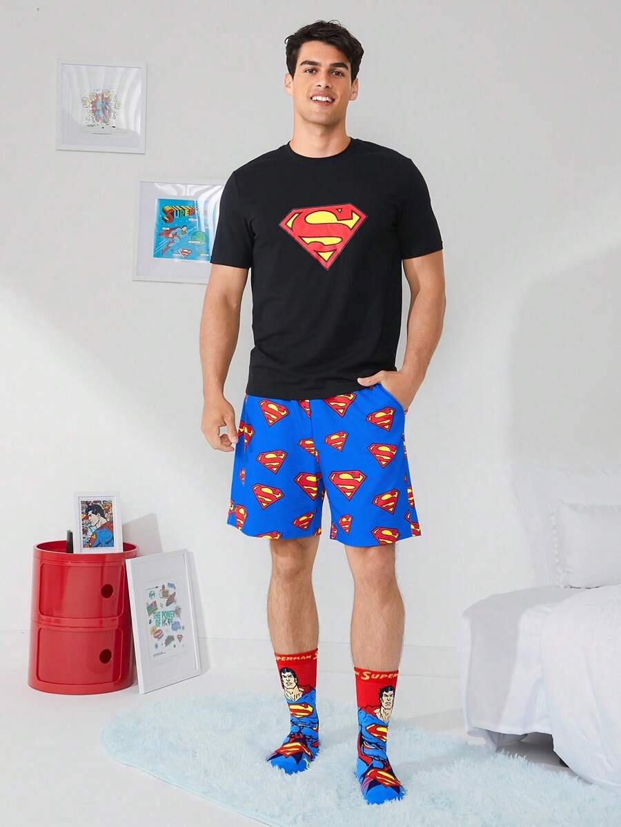 SUPERMAN 3 Pairs SET Breathable & Sweat-Absorbent Men's Crew Socks, Reinforced Toe & Heel, Durable Wear, Suitable For All Seasons