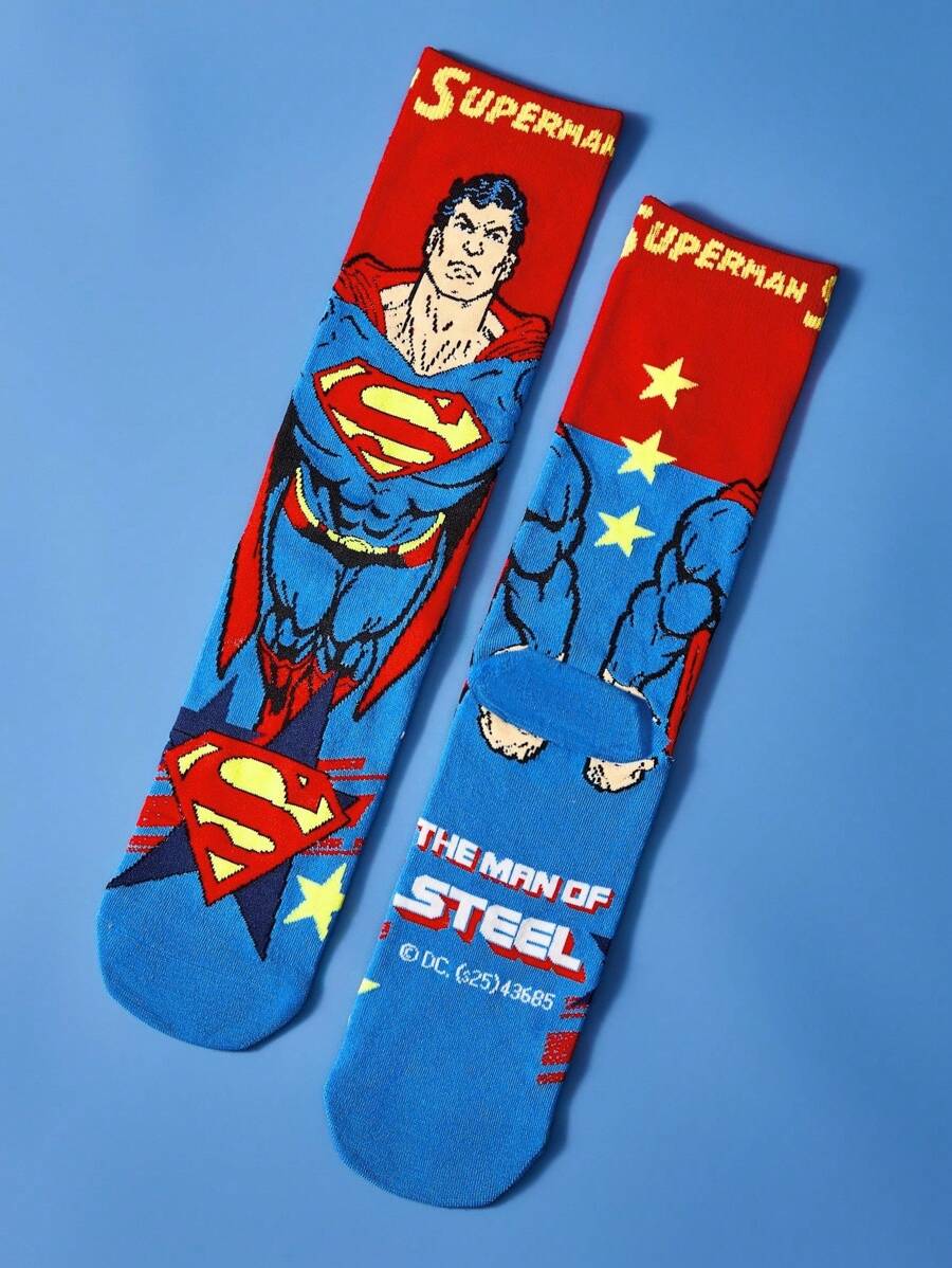 SUPERMAN 3 Pairs SET Breathable & Sweat-Absorbent Men's Crew Socks, Reinforced Toe & Heel, Durable Wear, Suitable For All Seasons