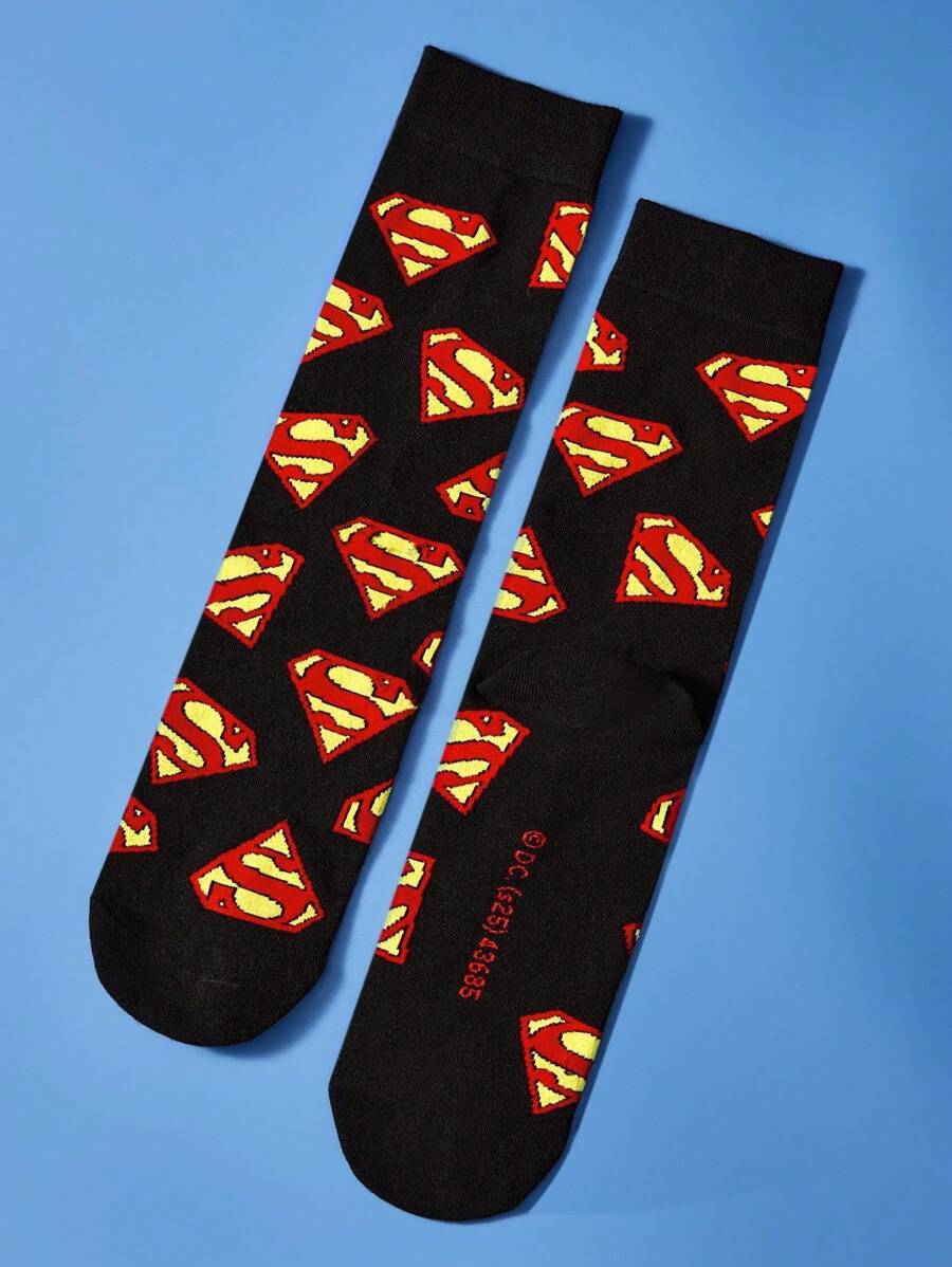 SUPERMAN 3 Pairs SET Breathable & Sweat-Absorbent Men's Crew Socks, Reinforced Toe & Heel, Durable Wear, Suitable For All Seasons