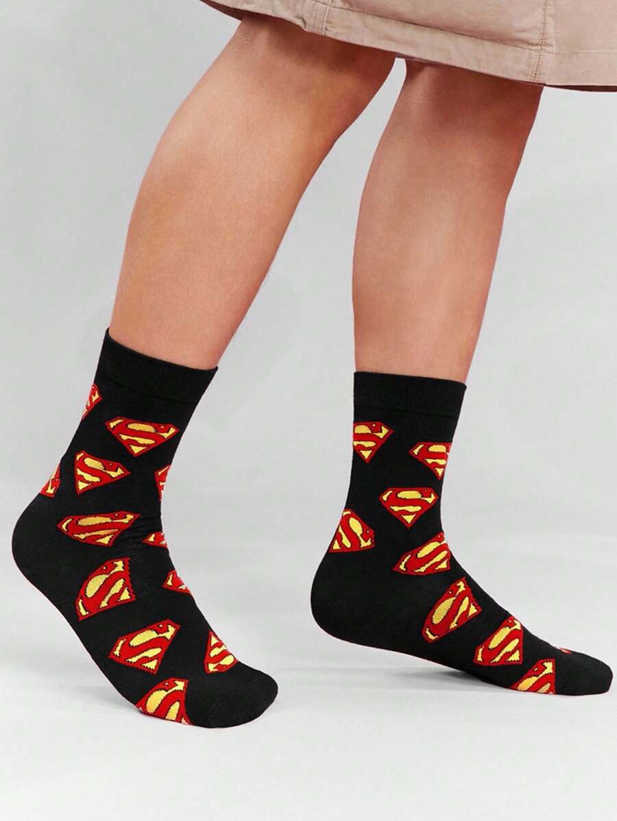 SUPERMAN 3 Pairs SET Breathable & Sweat-Absorbent Men's Crew Socks, Reinforced Toe & Heel, Durable Wear, Suitable For All Seasons