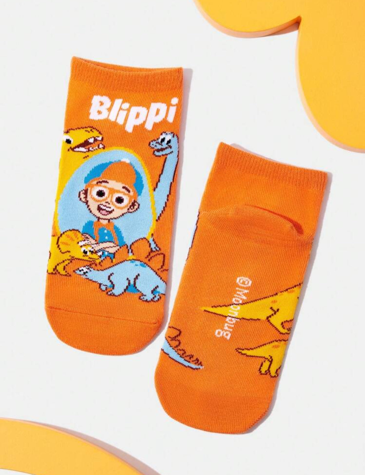 Blippi 3 Pairs Cartoon Figures & Dinosaur Pattern Kids Cotton Short Socks Set