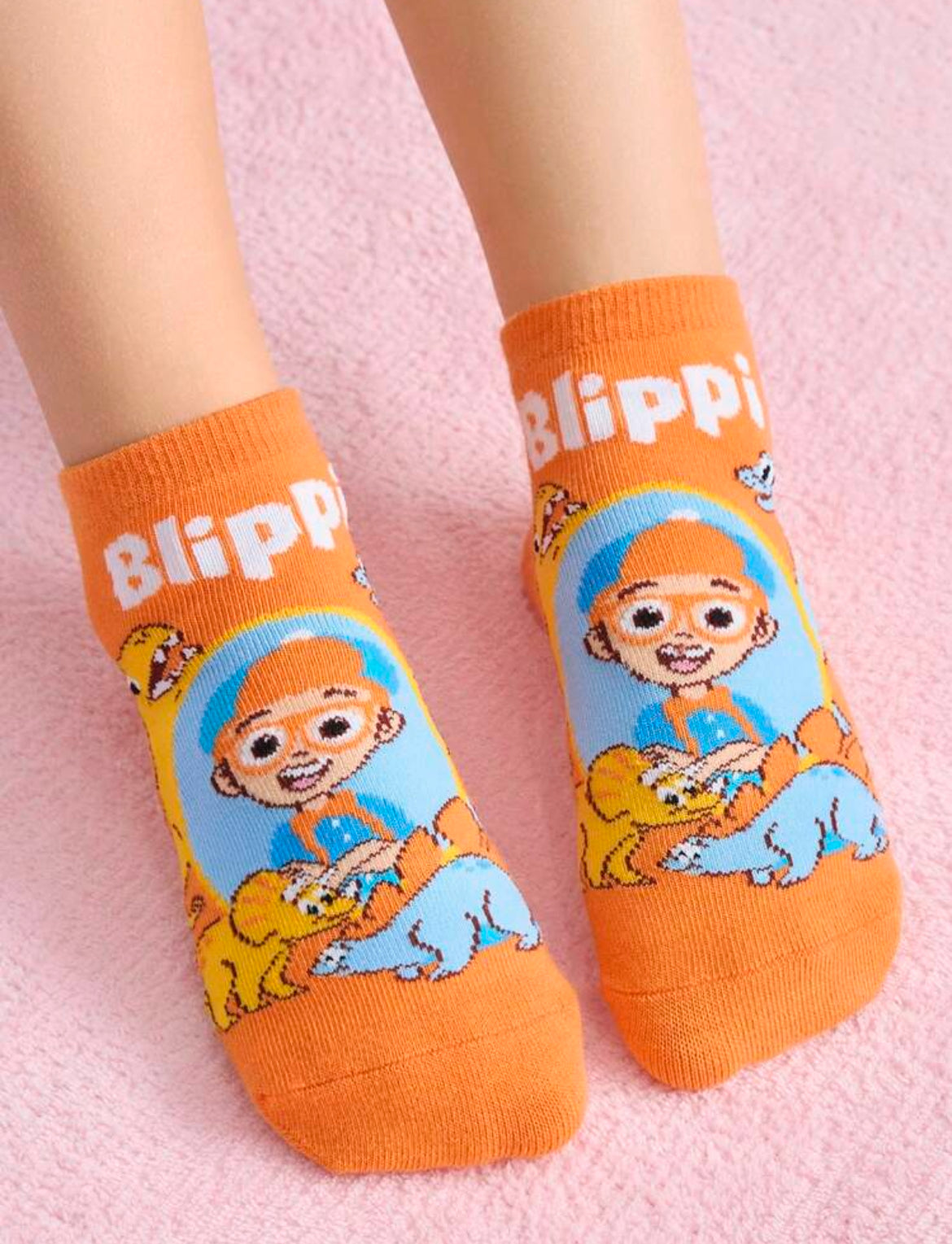 Blippi 3 Pairs Cartoon Figures & Dinosaur Pattern Kids Cotton Short Socks Set