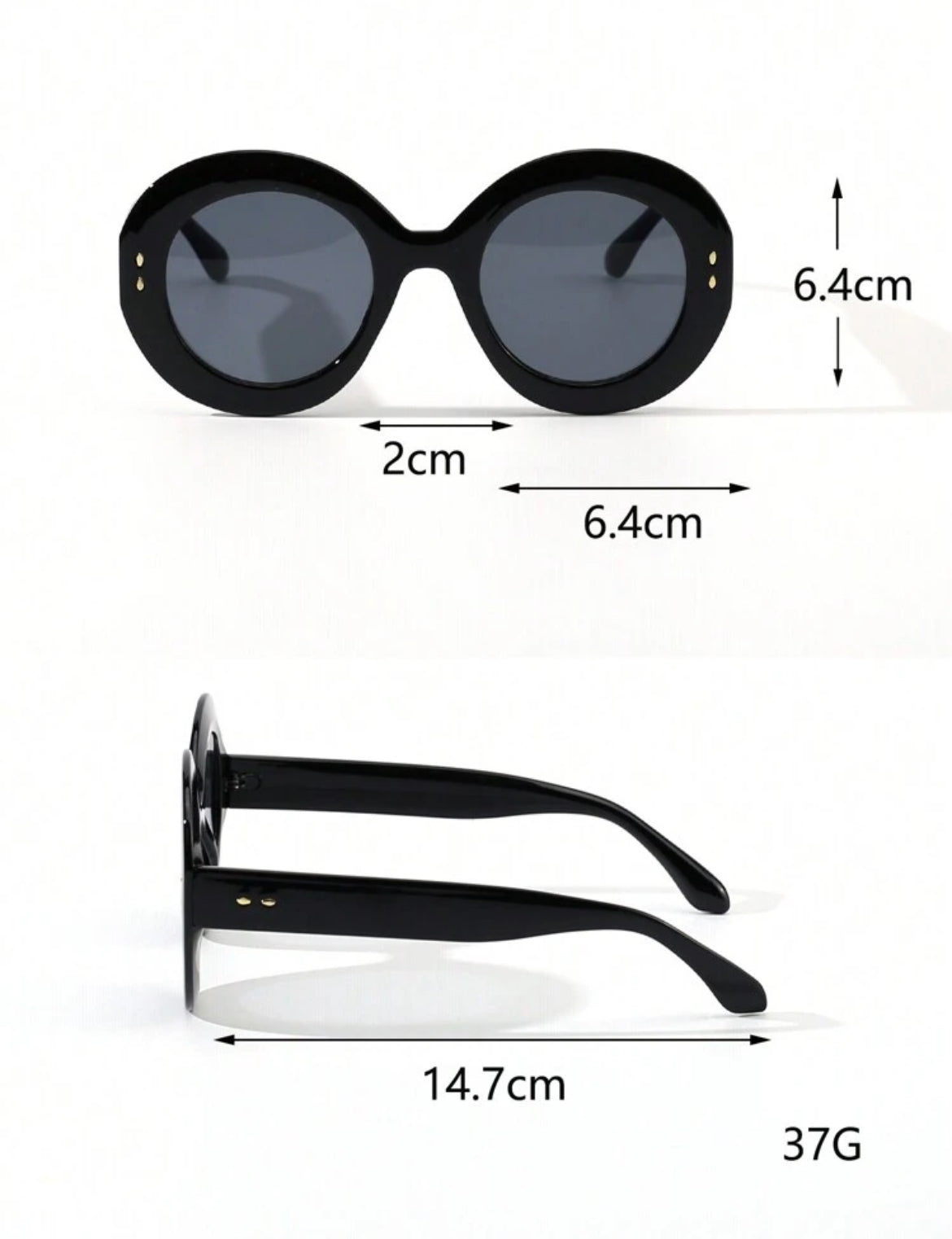 Large Frame Round Black Glasses