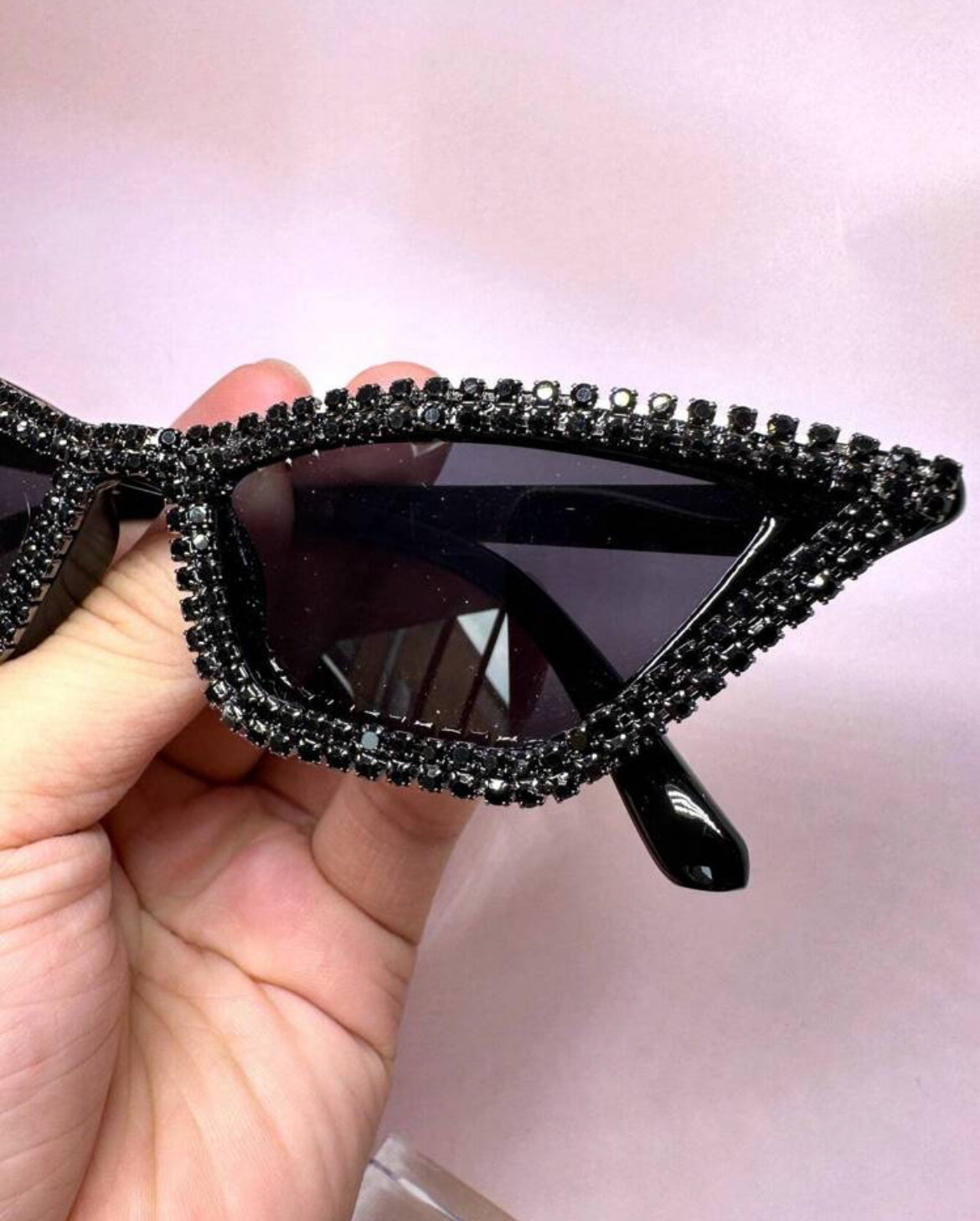 Black Crystal Embellished Cat Eye Glasses