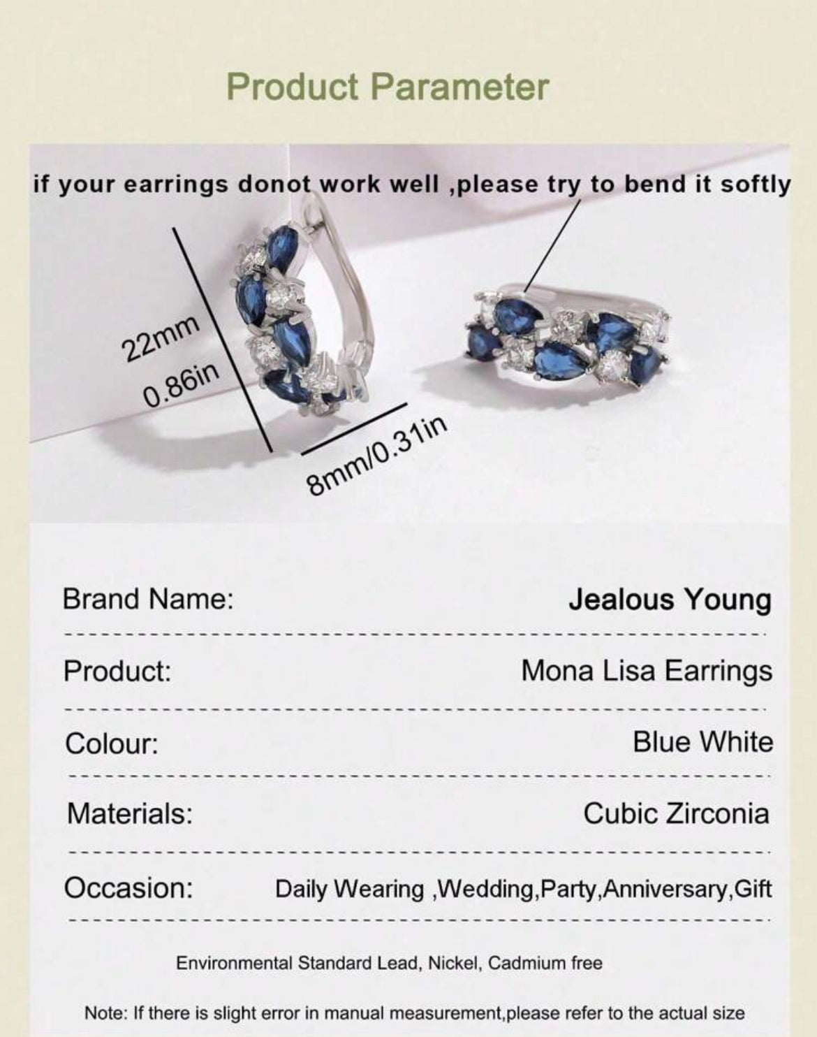 Monalisa Mul Cubic Zirconia Stud Earrings For Women Girl