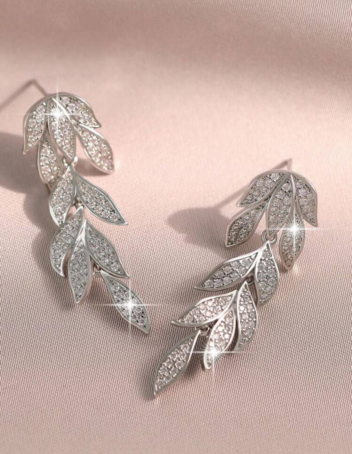 Elegant Cubic Zirconia Leaf Dangle Earrings For Women Wedding Dresses Ladies Jewelry For Daily Decoration, Banquet, Prom, Party Jewelry Gift