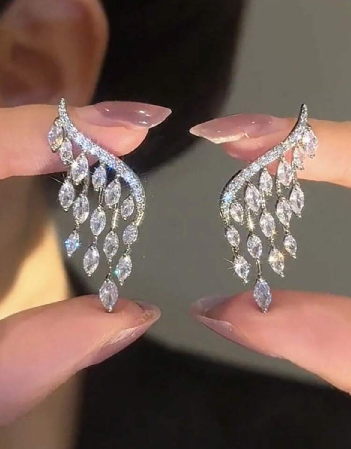 Marquise Shape Cubic Zirconia Dangle Earrings For Women