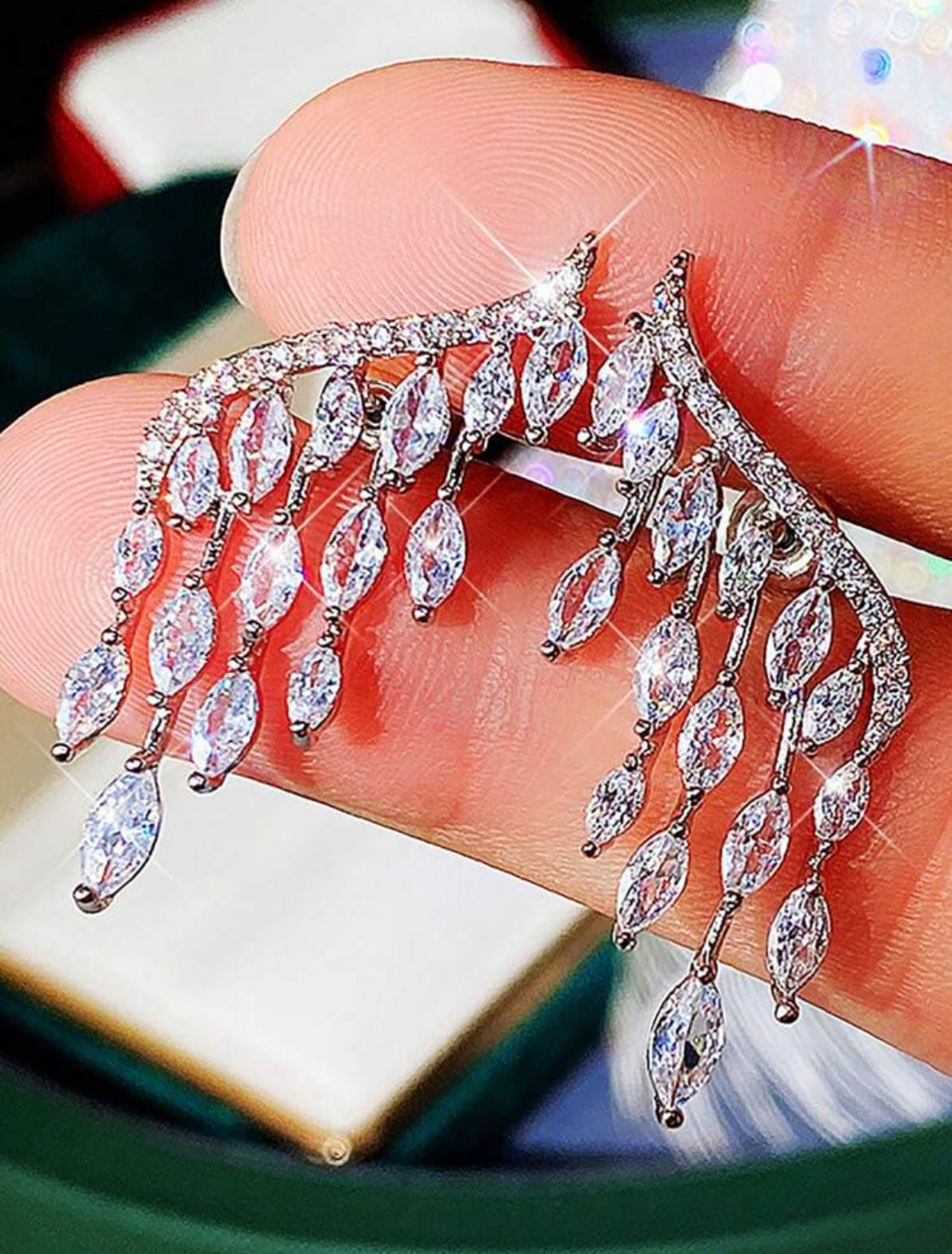 Marquise Shape Cubic Zirconia Dangle Earrings For Women