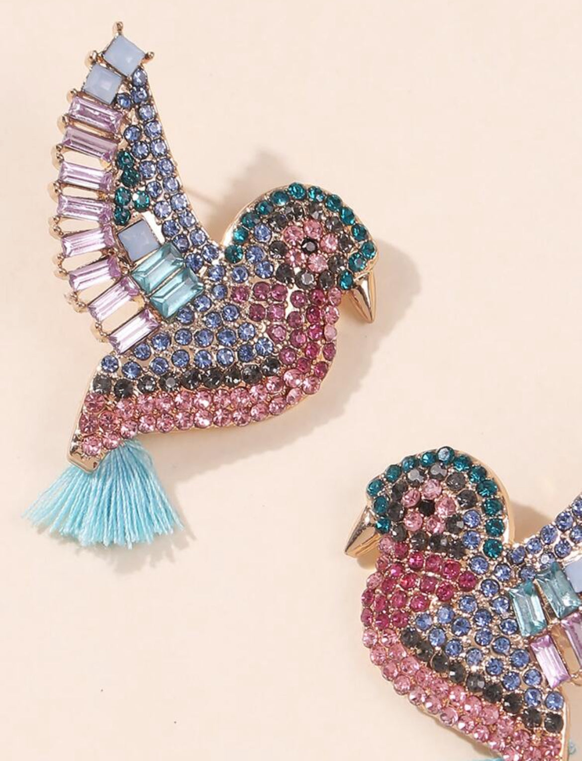 Rhinestone Bird Design Stud Earrings