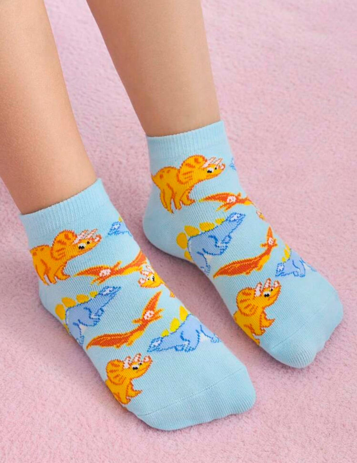 Blippi 3 Pairs Cartoon Figures & Dinosaur Pattern Kids Cotton Short Socks Set