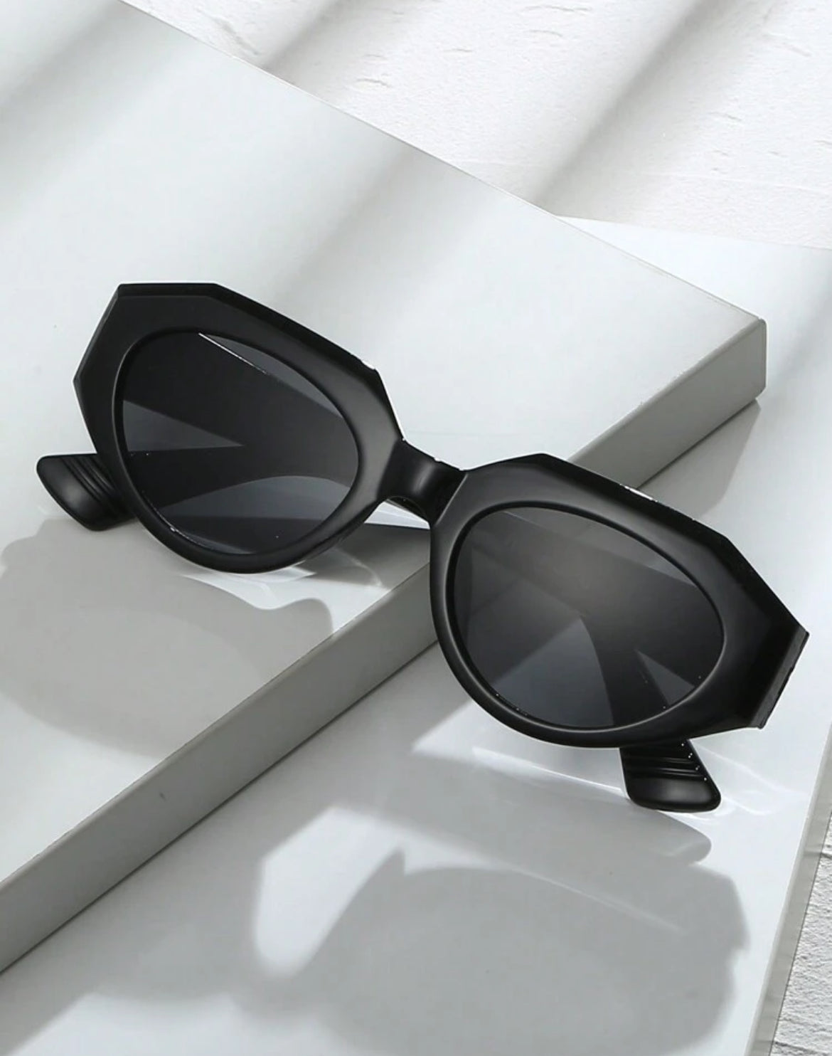 Polygon Black Y2k Cat Eye Street Style Fashion Glasses