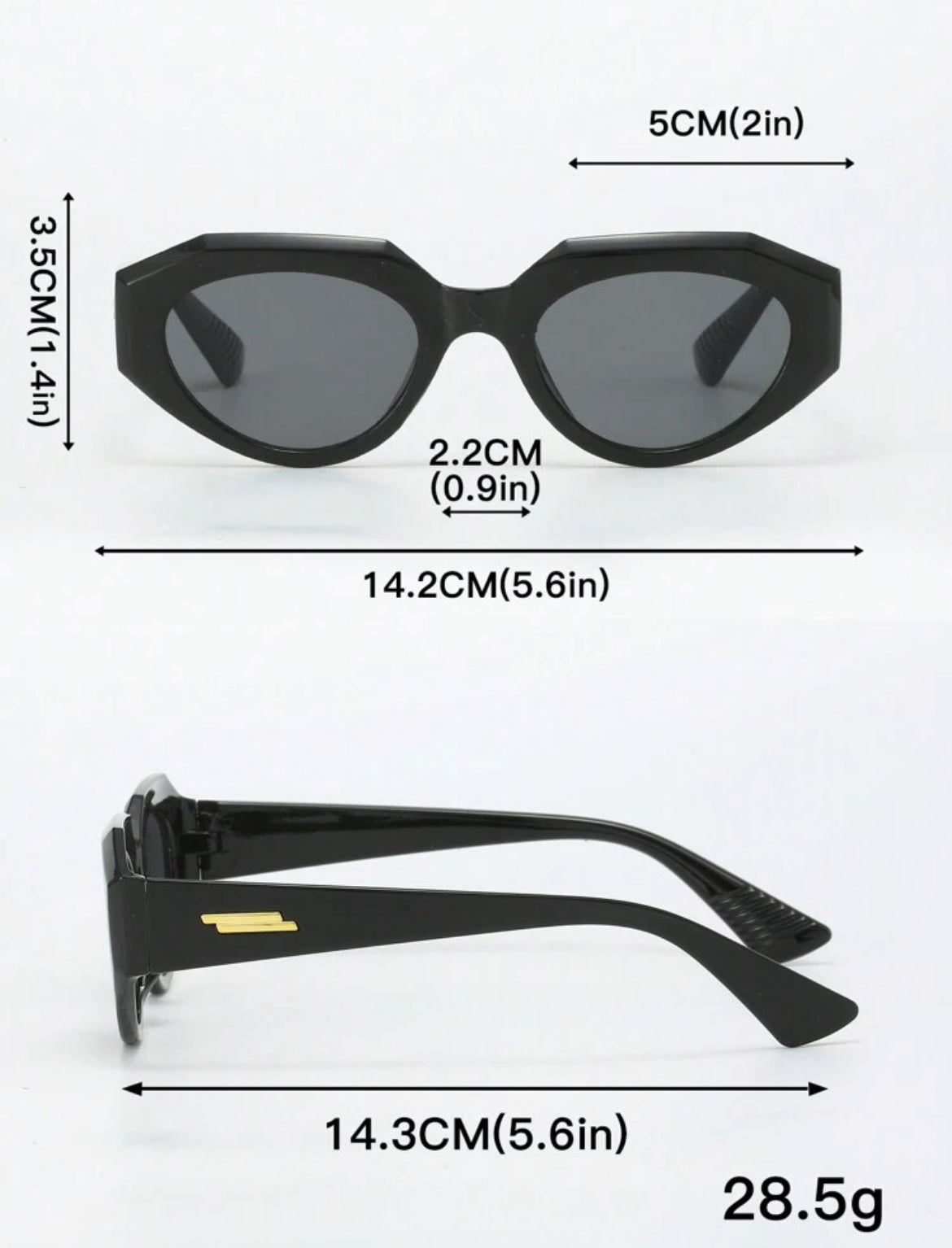 Polygon Black Y2k Cat Eye Street Style Fashion Glasses