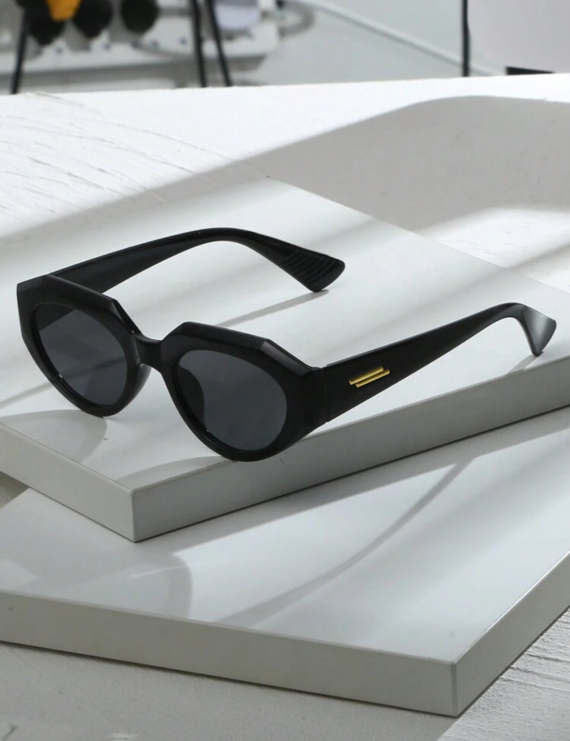 Polygon Black Y2k Cat Eye Street Style Fashion Glasses