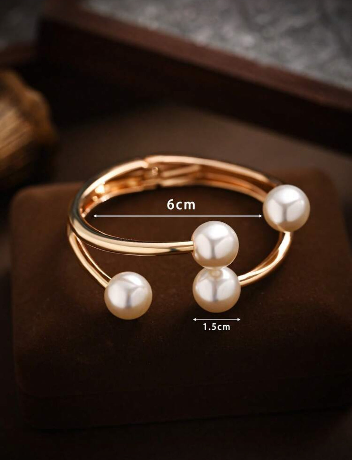 1pc Minimalist Chic Pearl Geometric Open Cuff Bracelet, Versatile For Daily Wear And Getaway, Suitable As Gift For Friends And Families
