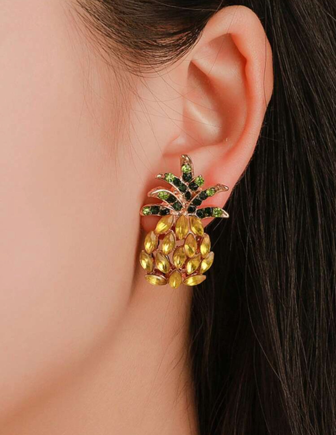 Pineapple Stud Rhinestone Earrings