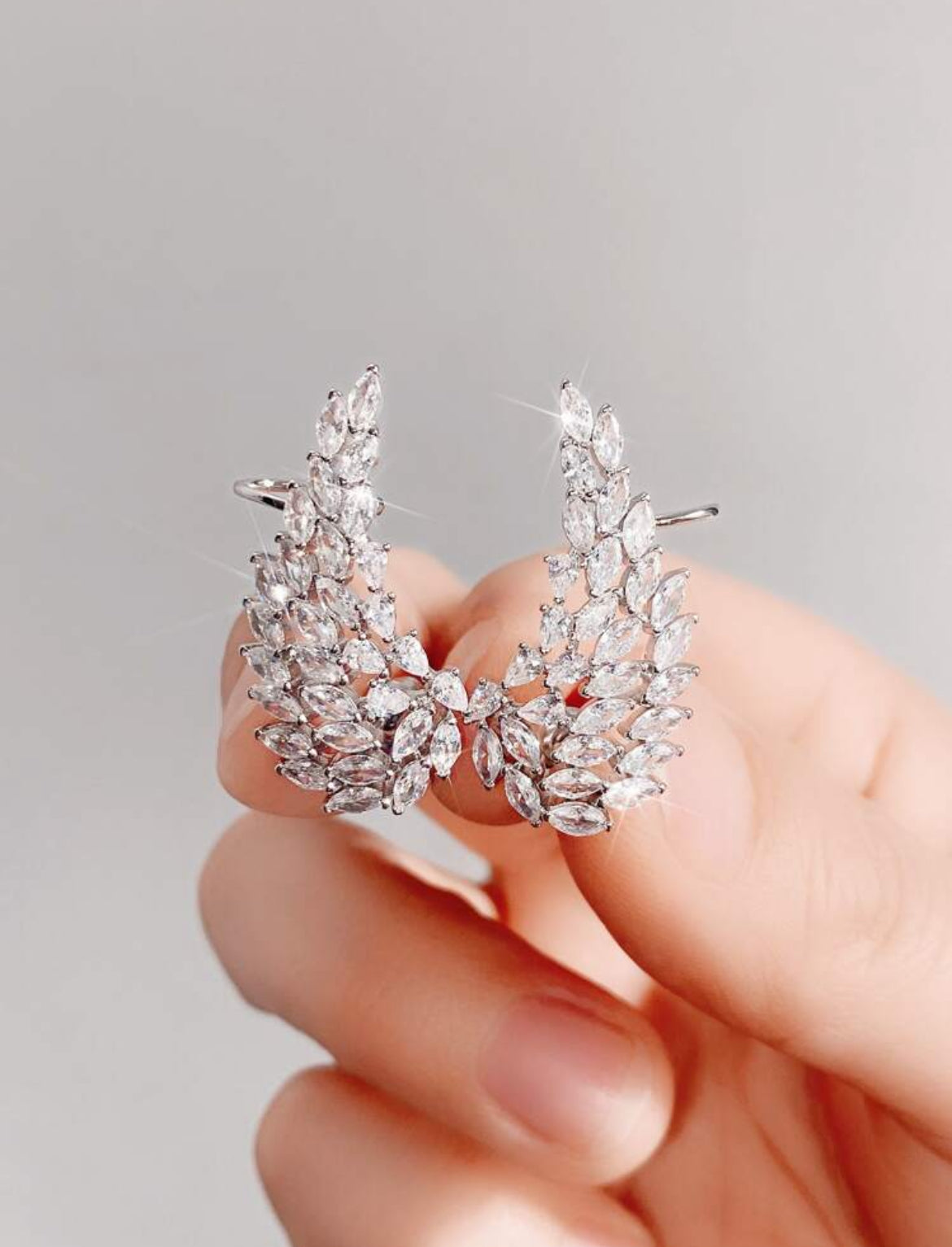 Cubic Zirconia Wing Cuff Earrings