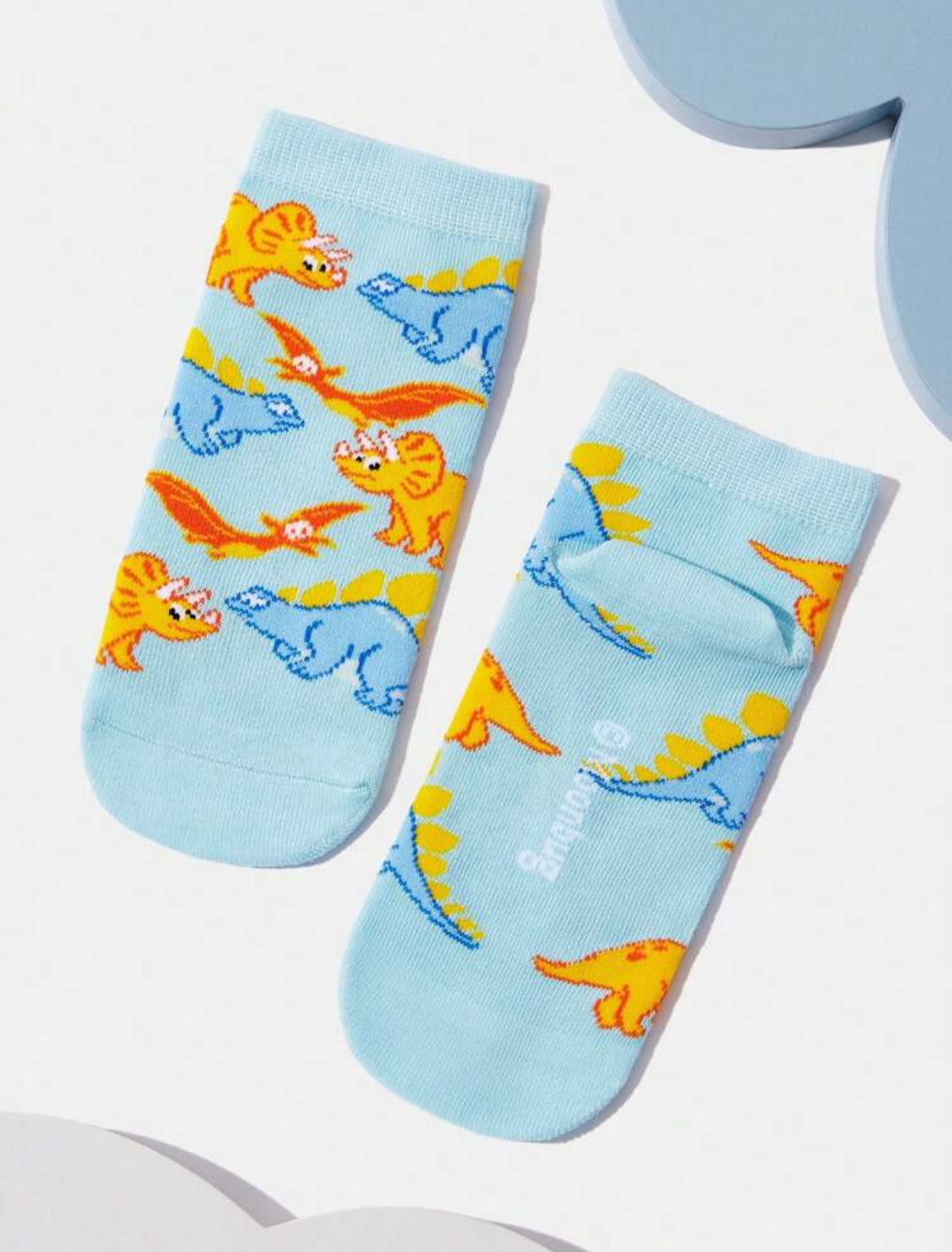 Blippi 3 Pairs Cartoon Figures & Dinosaur Pattern Kids Cotton Short Socks Set