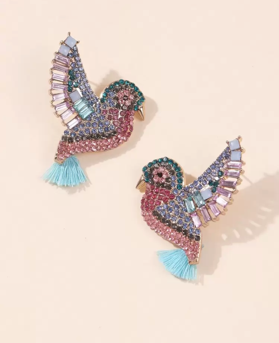 Rhinestone Bird Design Stud Earrings