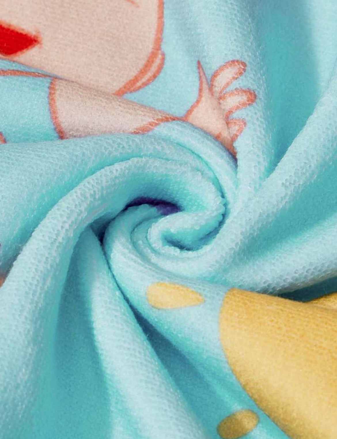 CoComelon Cartoon Character & Rainbow Patterned Kids Blue Bath Towel