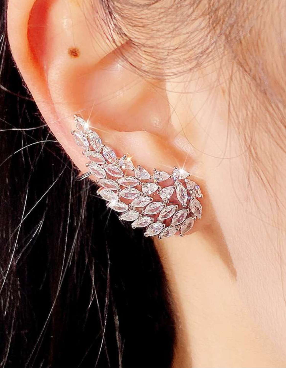 Cubic Zirconia Wing Cuff Earrings