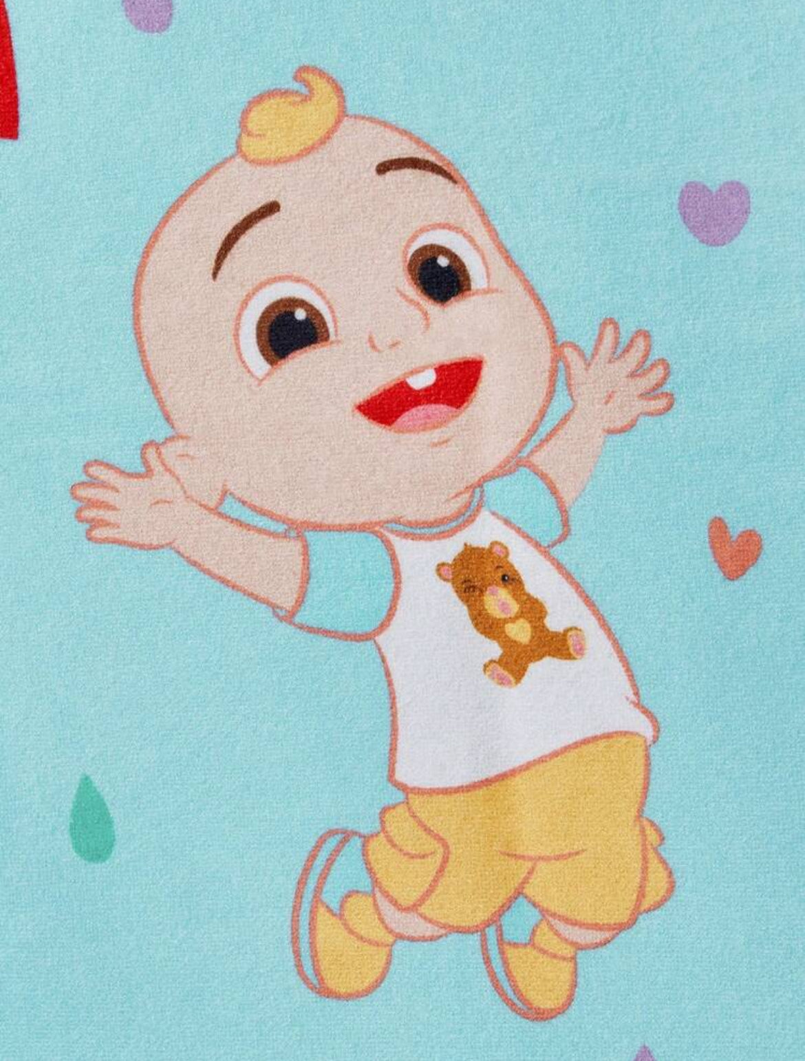 CoComelon Cartoon Character & Rainbow Patterned Kids Blue Bath Towel