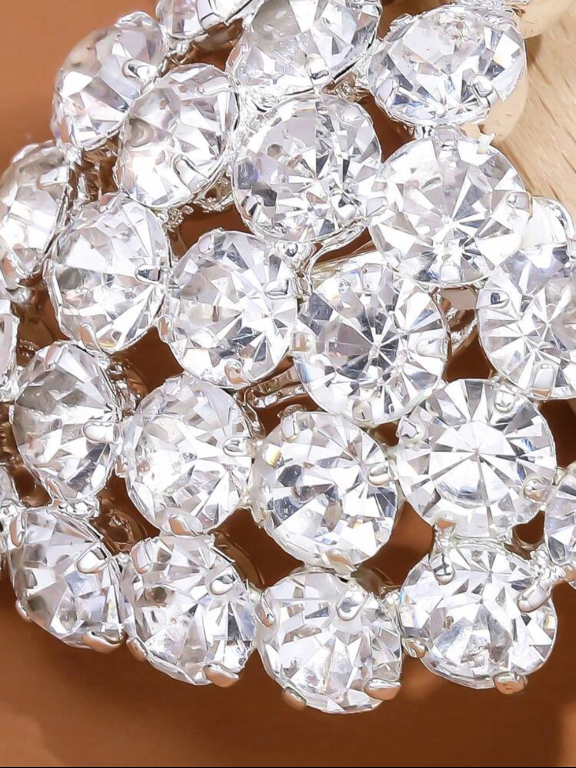 Round Crystal Heart Shaped Clip On Earrings For Women
