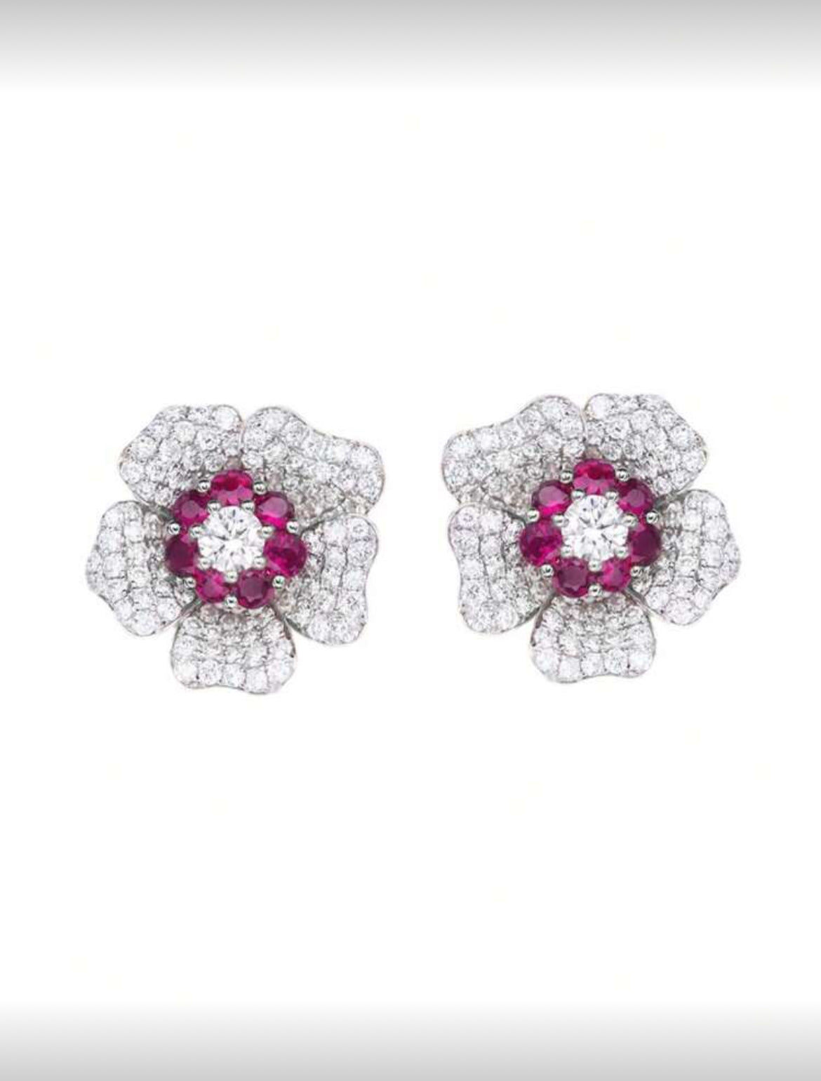 1 Pair Elegant Cubic Zirconia Flower Stud Earrings, Suitable For Women, Can Be Used As Anniversary, Party, Gift.