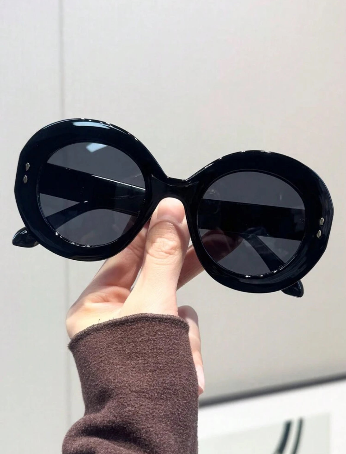 Large Frame Round Black Glasses