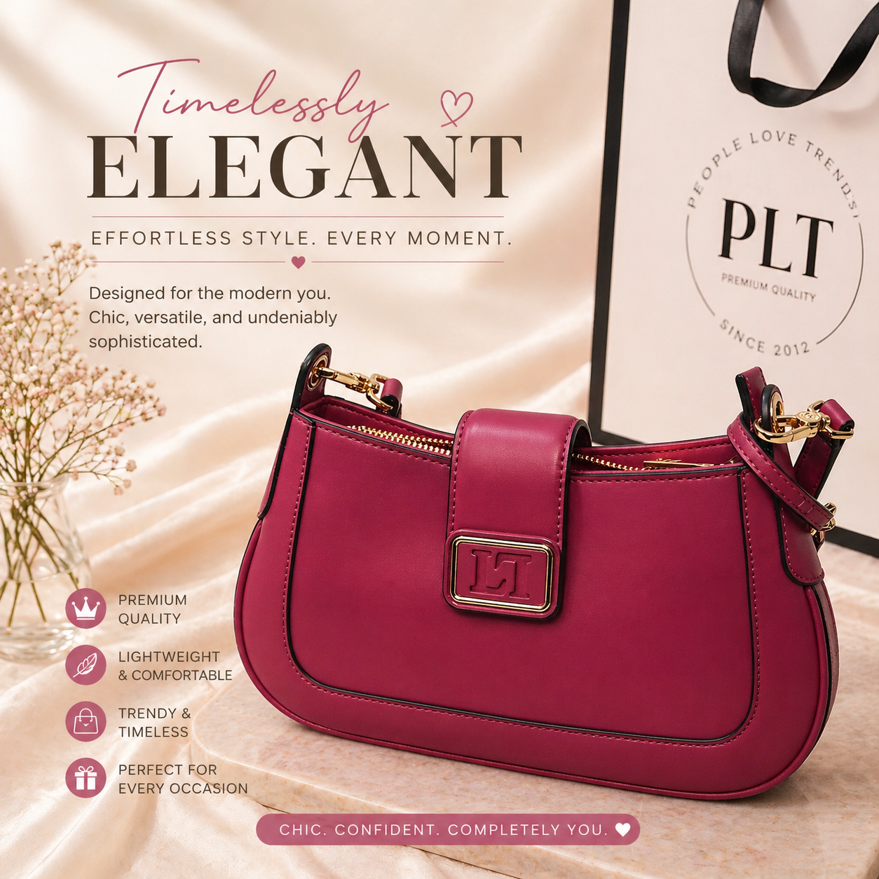 LYN Buckle Accent Shoulder Bag