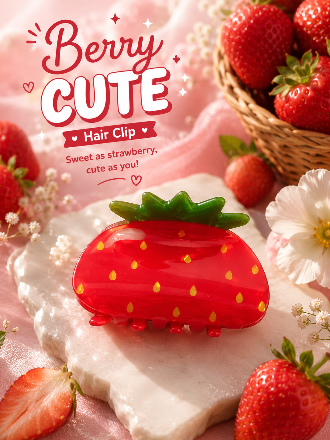 Mini Strawberry Hair Claw Clip.gift