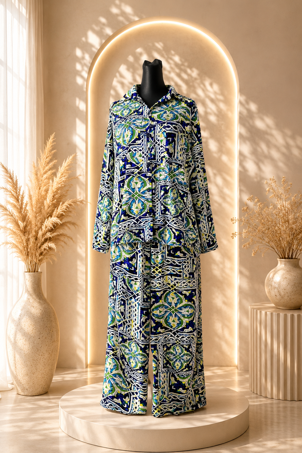 Azure Mosaic Co-Ord Set. XL/XXL