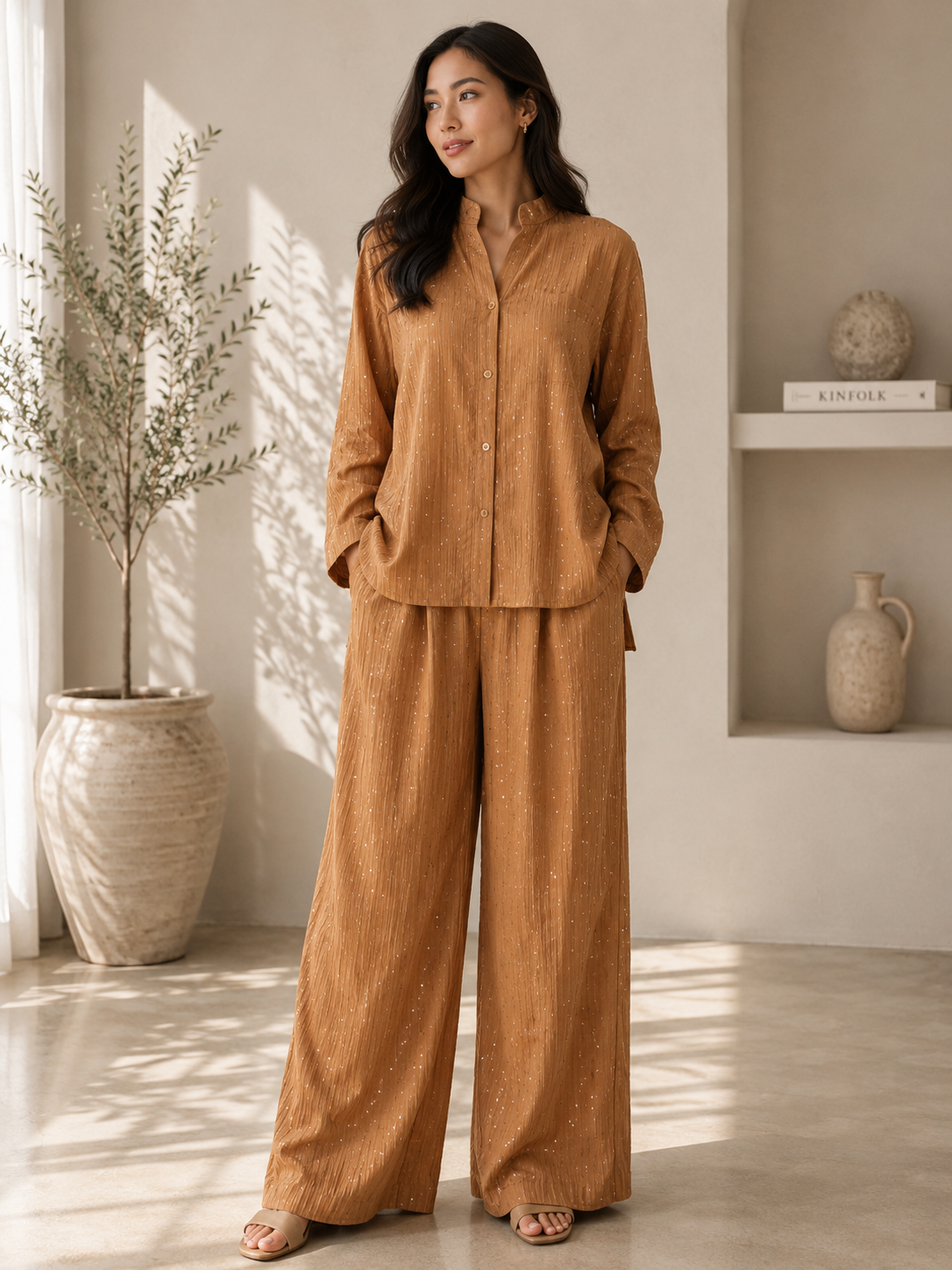 Mocha Stone Work Co-Ord Set.XL/XXL