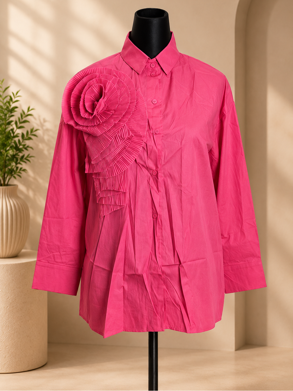 Fuchsia Rose Shirt. Size L